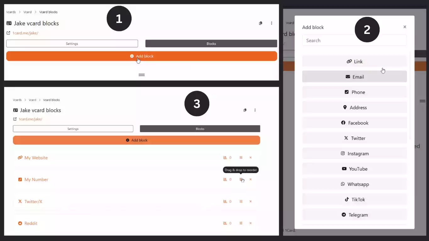 Modifying Blocks to your Vcard